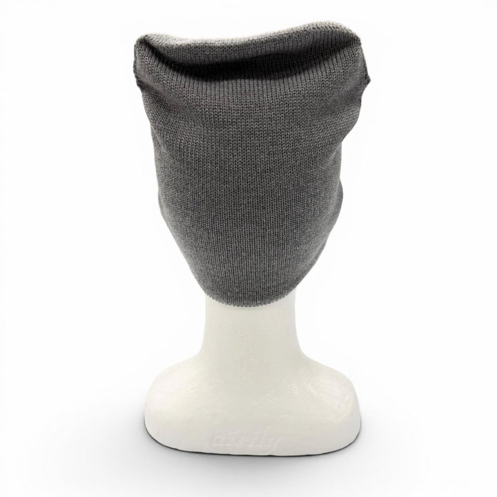 Great CHANEL Knit cap COCO Mark Hat Beanie gray wool mens