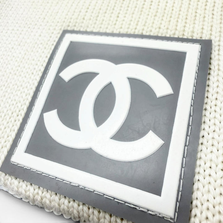 Great CHANEL Knit cap COCO Mark Hat Beanie gray wool Women