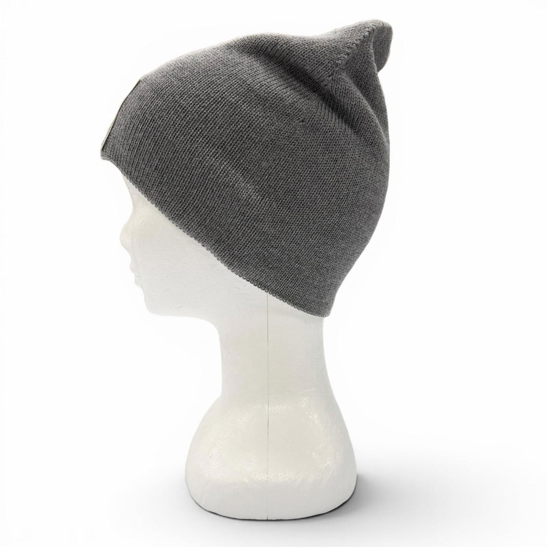 Great CHANEL Knit cap COCO Mark Hat Beanie gray wool Women