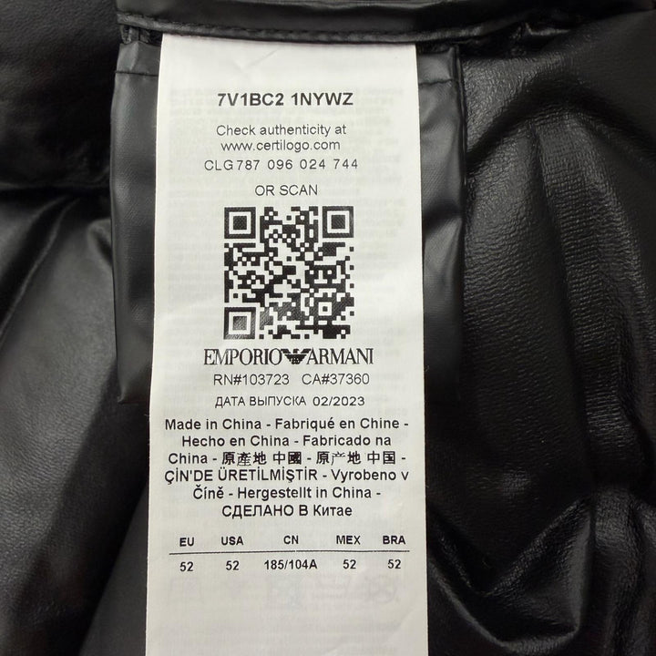 Pristine EMPORIO ARMANI Down jacket black polyester mens 52