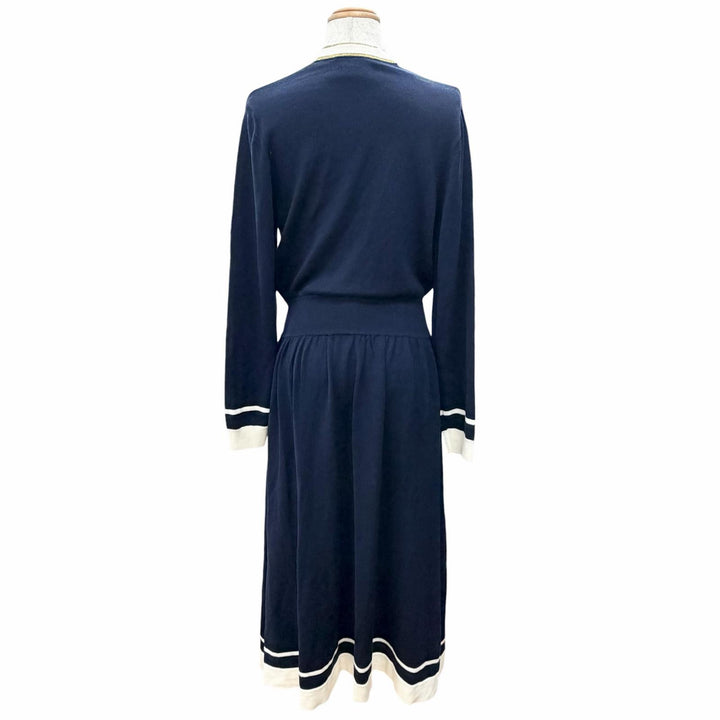Great GUCCI cardigan GG Button V-Neck Long-Sleeve Knit Dress Navy wool S 713541