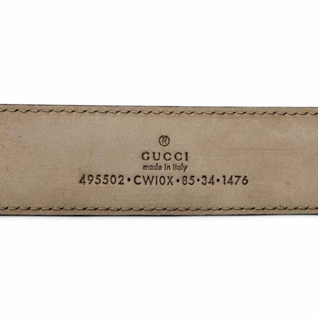 Pristine GUCCI belt Gold pin buckle black leather mens 495502
