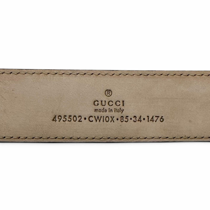 Pristine GUCCI belt Gold pin buckle black leather mens 495502
