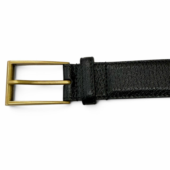 Pristine GUCCI belt Gold pin buckle black leather mens 495502