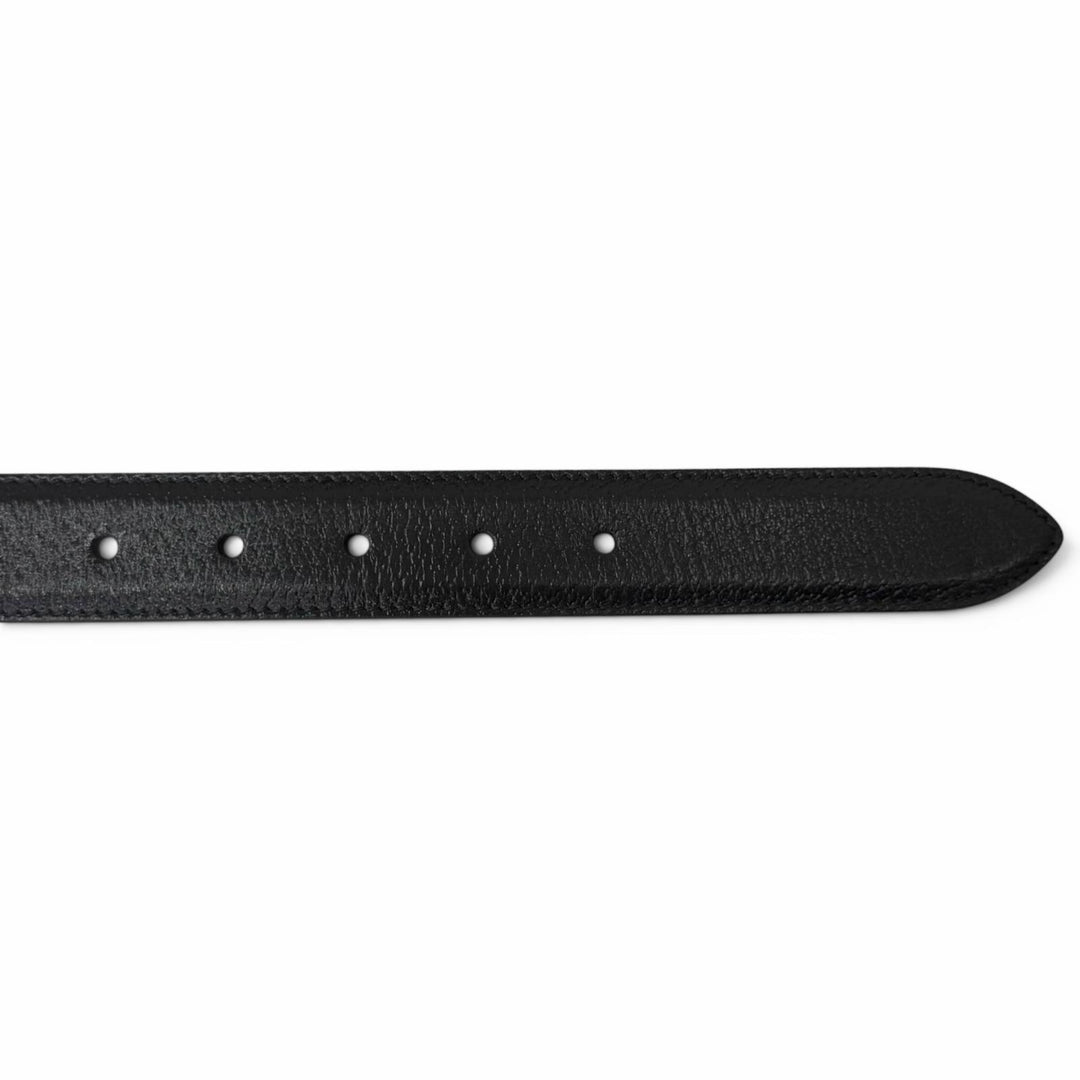Pristine GUCCI belt Gold pin buckle black leather mens 495502