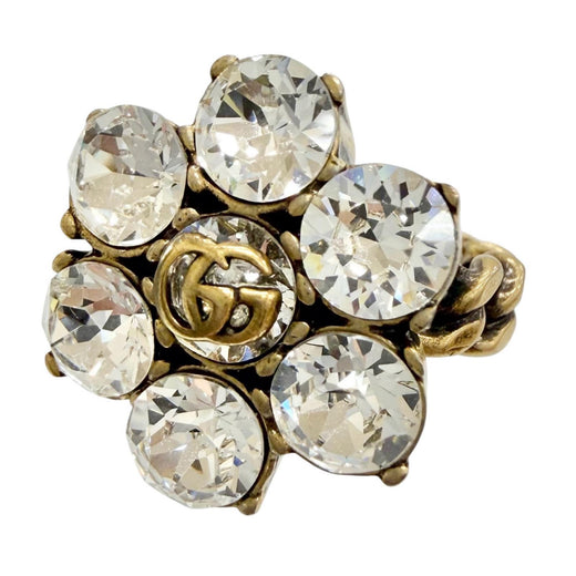 Excellent GUCCI Ring ring GG Marmont Flower Bijou Rhinestone Gold series S