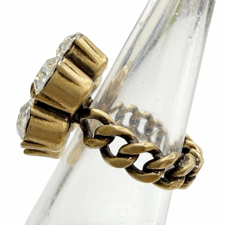 Excellent GUCCI Ring ring GG Marmont Flower Bijou Rhinestone Gold series S