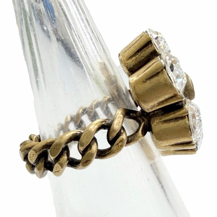 Excellent GUCCI Ring ring GG Marmont Flower Bijou Rhinestone Gold series S