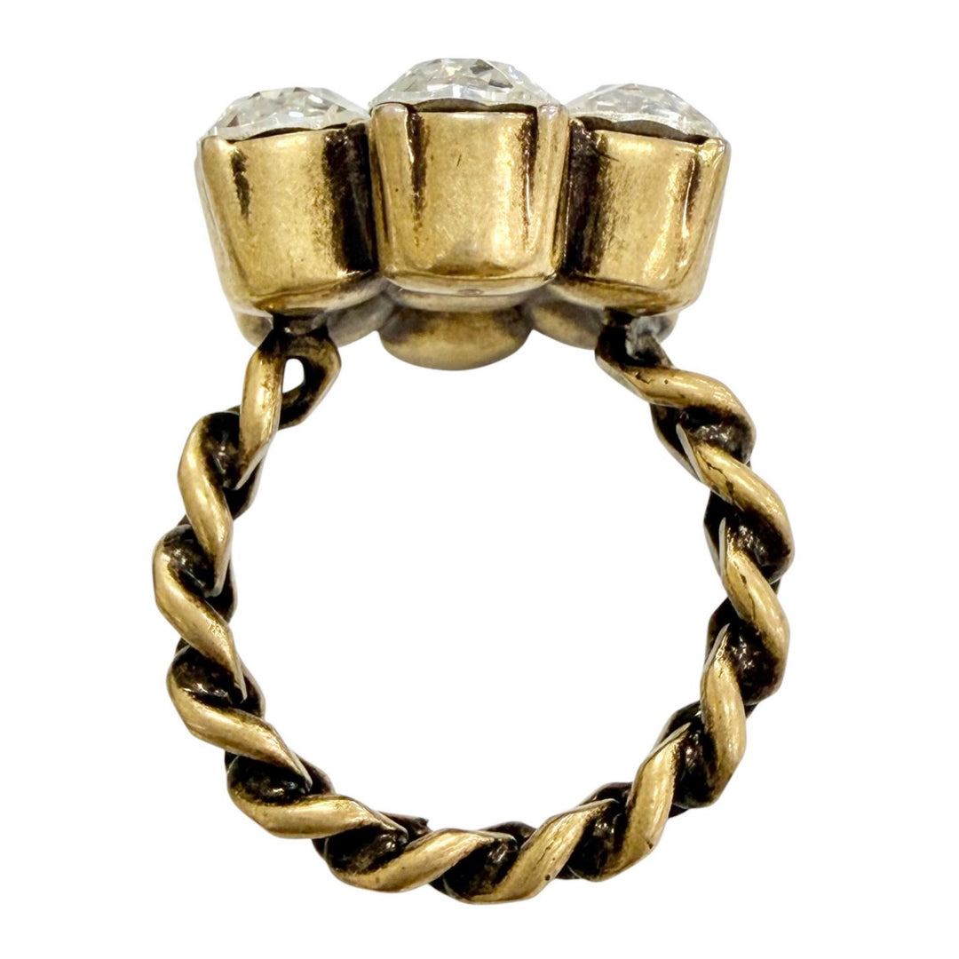 Excellent GUCCI Ring ring GG Marmont Flower Bijou Rhinestone Gold series S