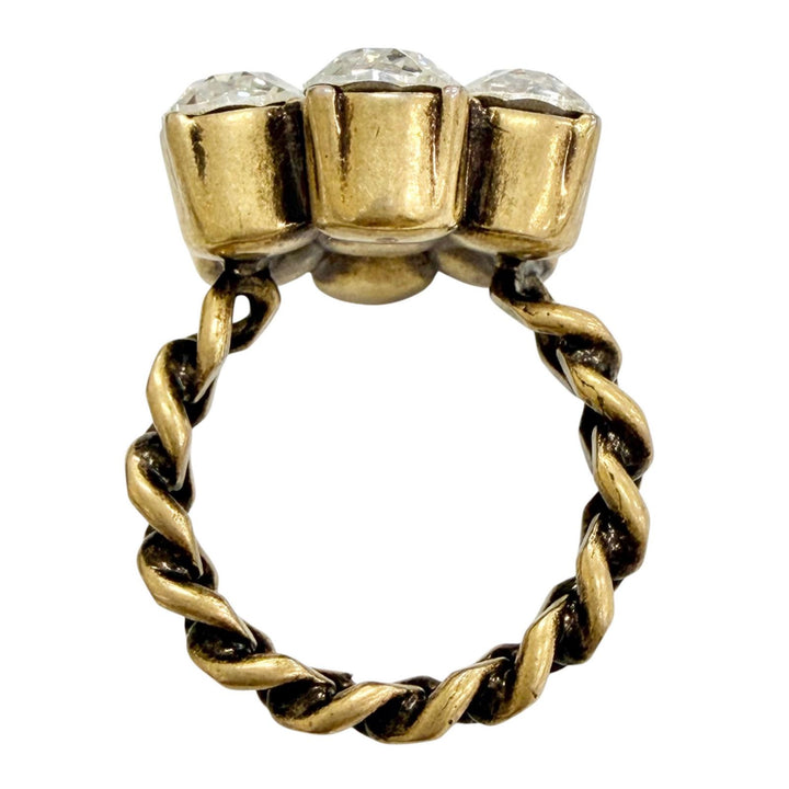 Excellent GUCCI Ring ring GG Marmont Flower Bijou Rhinestone Gold series S