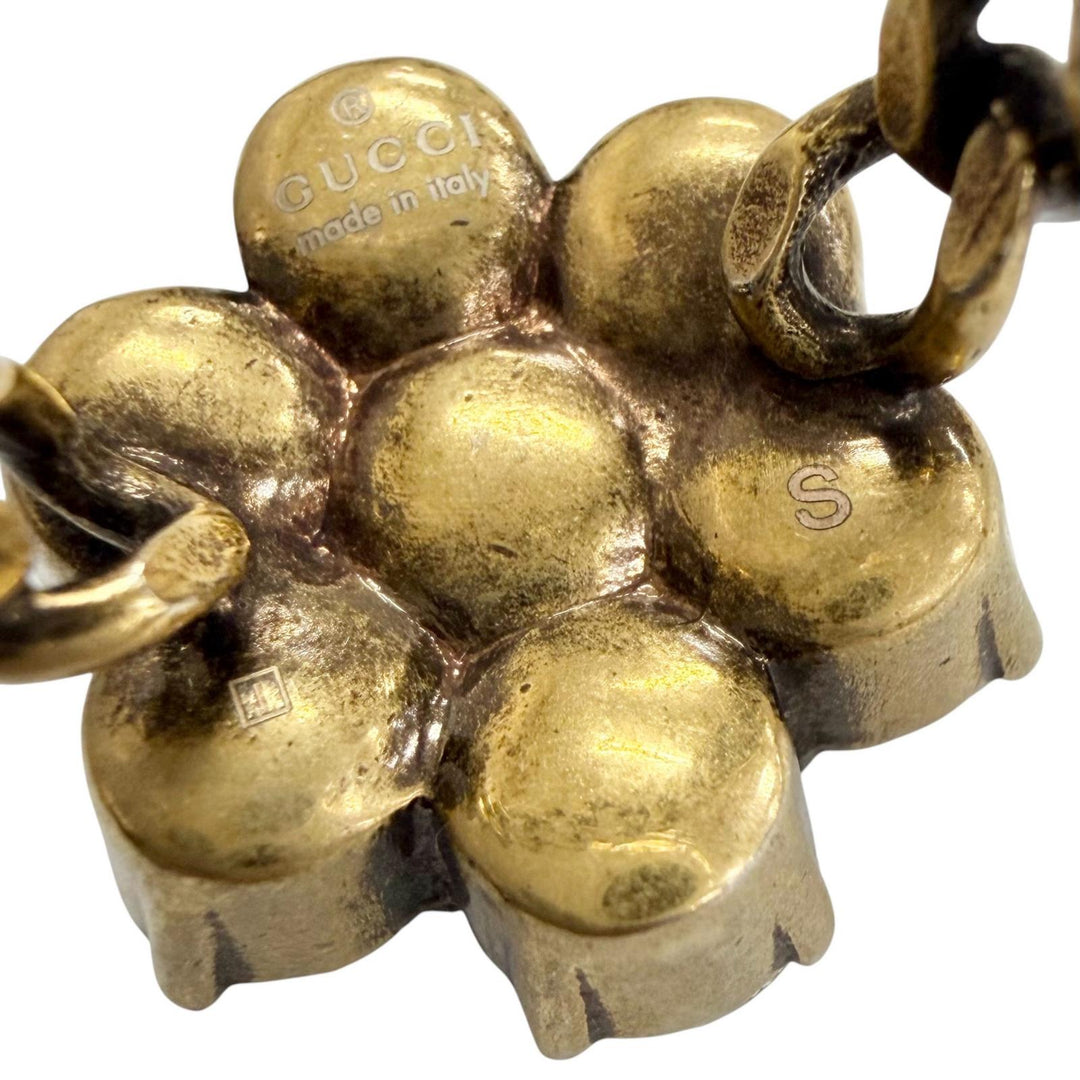 Excellent GUCCI Ring ring GG Marmont Flower Bijou Rhinestone Gold series S