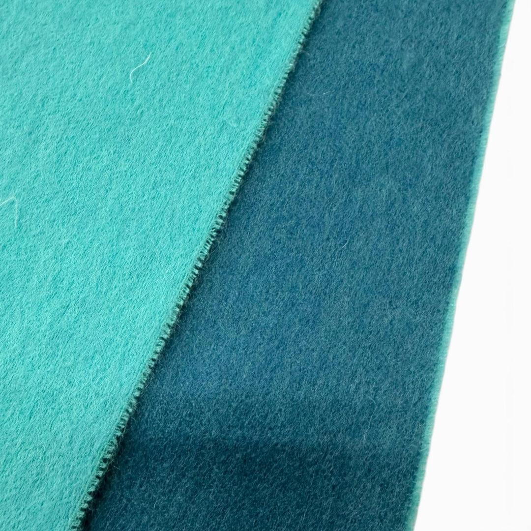 Excellent HERMES Scarf Perforated H logo fringe turquoise blue cashmere mens