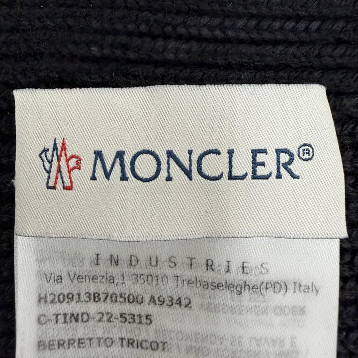 Great MONCLER Knit cap Logo patch knit cap knit hat black wool Women