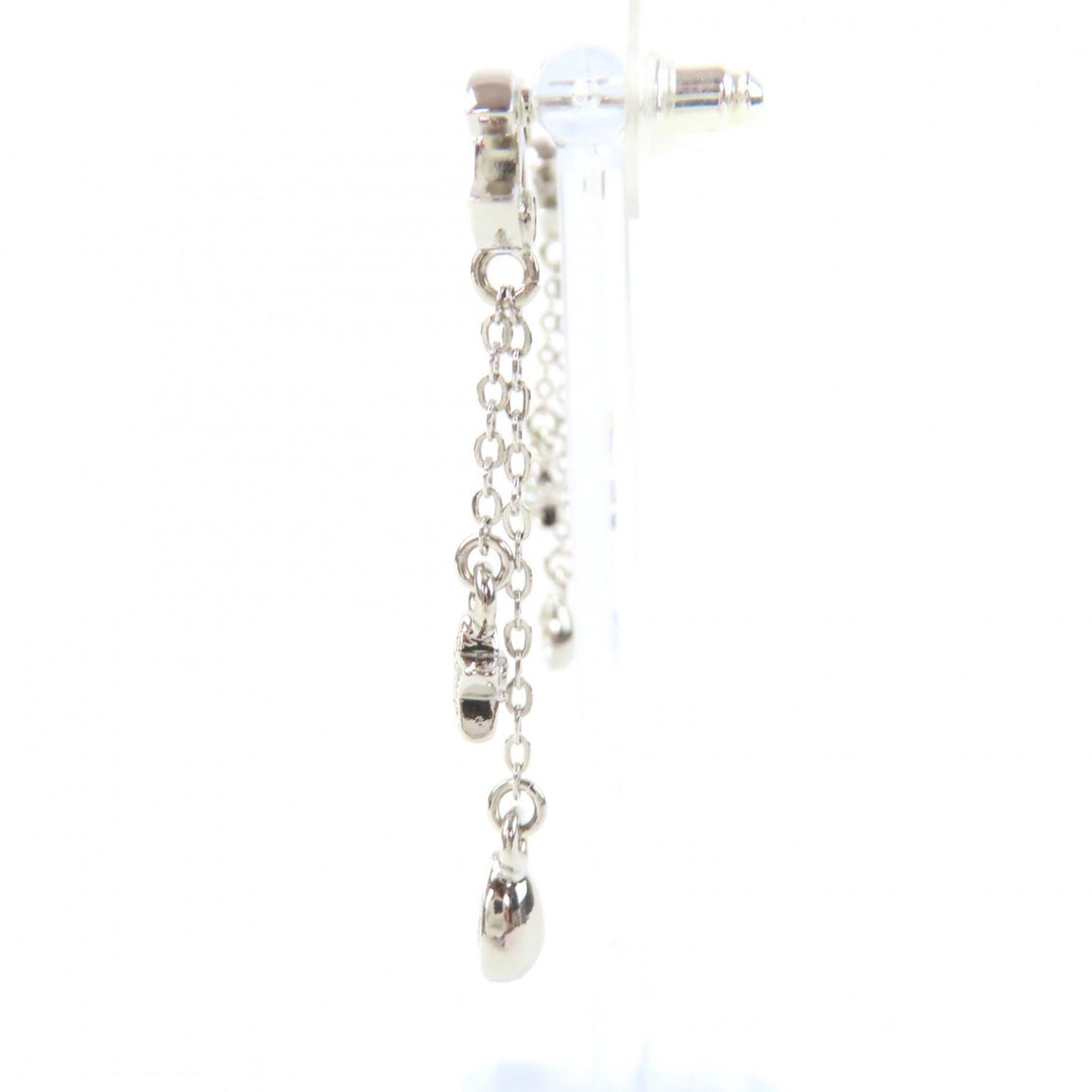 Excellent CHANEL Pierce COCO Mark Star Rhinestone Silver Women C26C