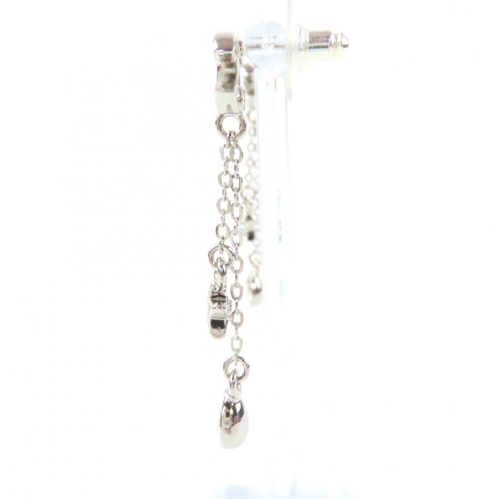 Excellent CHANEL Pierce COCO Mark Star Rhinestone Silver Women C26C