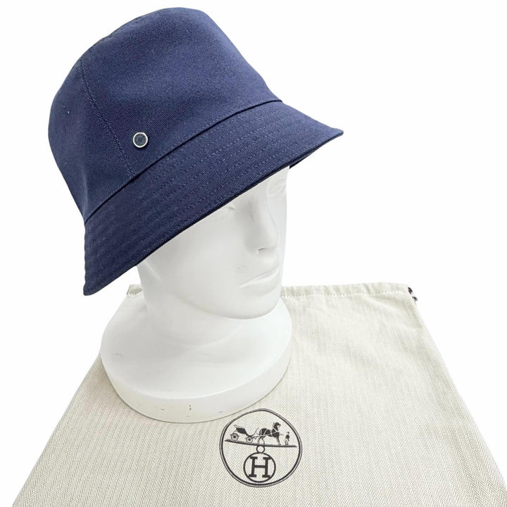 Excellent HERMES hat EDEN Serie Parts Bucket Hat Navy cotton Women 57