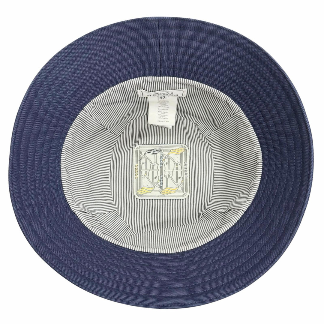 Excellent HERMES hat EDEN Serie Parts Bucket Hat Navy cotton Women 57