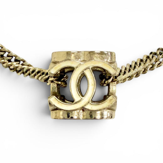 Excellent CHANEL Necklace COCO Mark Cube Necklace Choker Gold series Women A22K