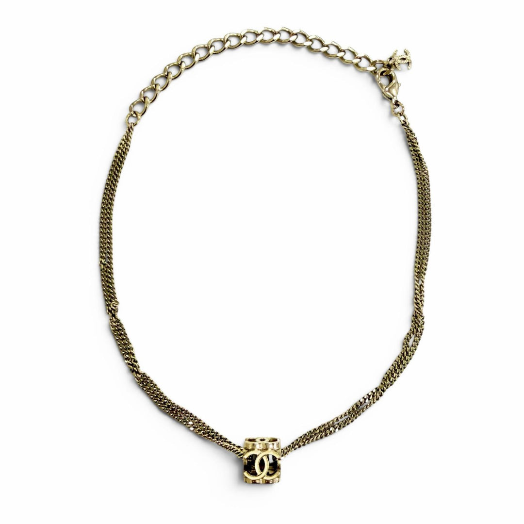 Excellent CHANEL Necklace COCO Mark Cube Necklace Choker Gold series Women A22K