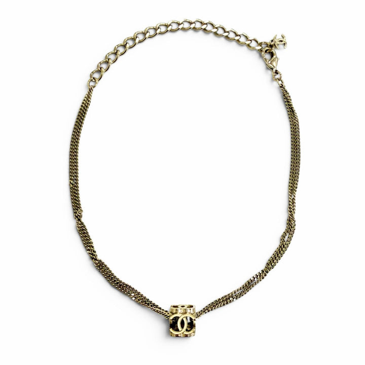 Excellent CHANEL Necklace COCO Mark Cube Necklace Choker Gold series Women A22K