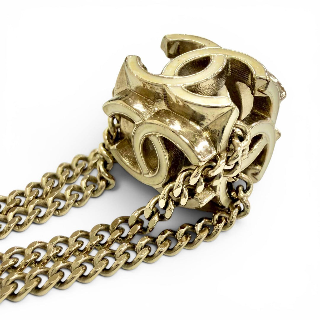 Excellent CHANEL Necklace COCO Mark Cube Necklace Choker Gold series Women A22K