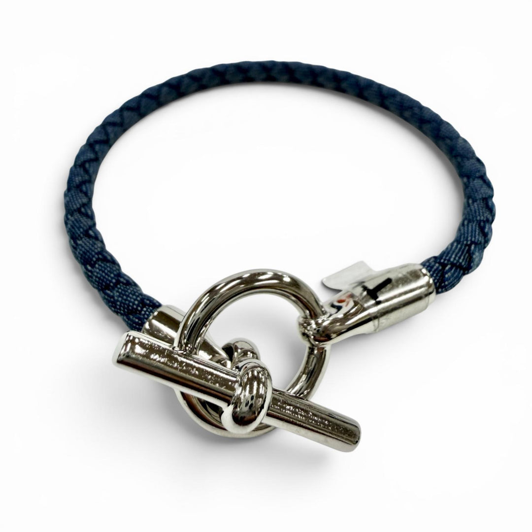 Excellent HERMES bracelet Grenan Clasp Canvas blue Women
