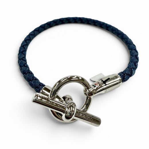 Excellent HERMES bracelet Grenan Clasp Canvas blue Women