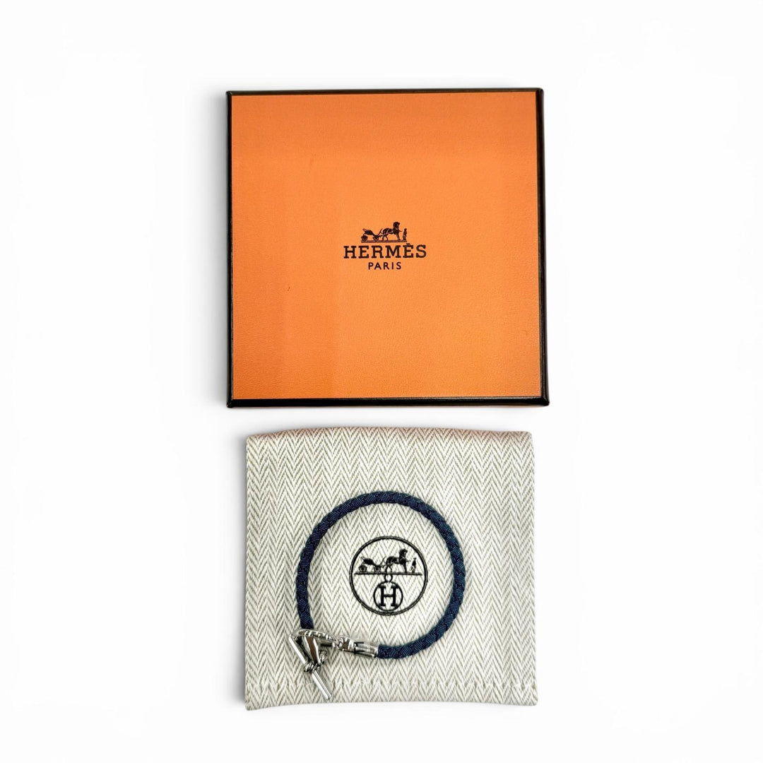 Excellent HERMES bracelet Grenan Clasp Canvas blue Women