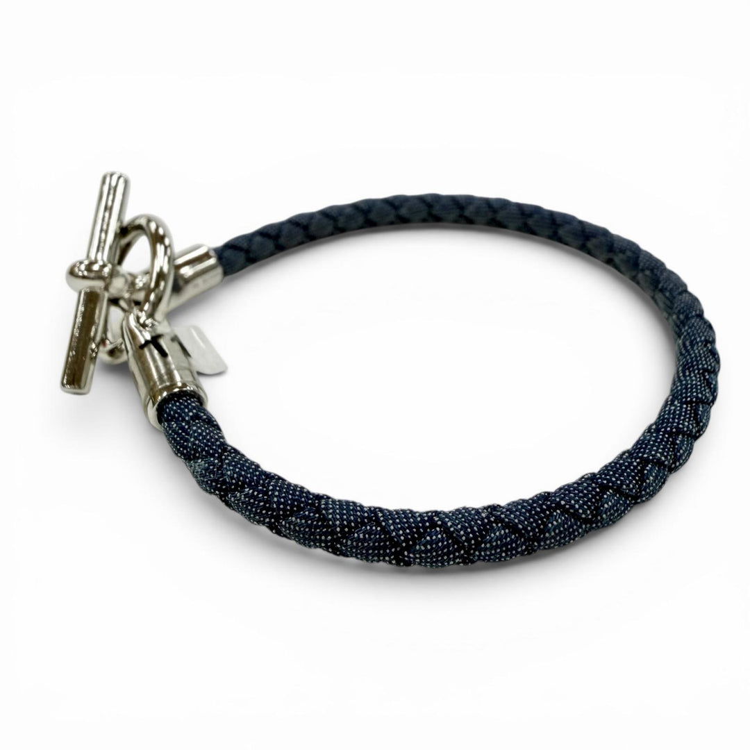 Excellent HERMES bracelet Grenan Clasp Canvas blue Women