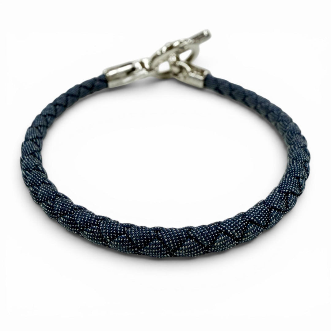 Excellent HERMES bracelet Grenan Clasp Canvas blue Women