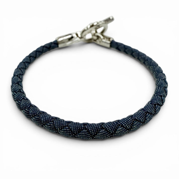 Excellent HERMES bracelet Grenan Clasp Canvas blue Women
