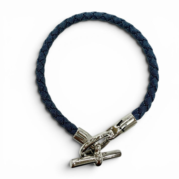 Excellent HERMES bracelet Grenan Clasp Canvas blue Women