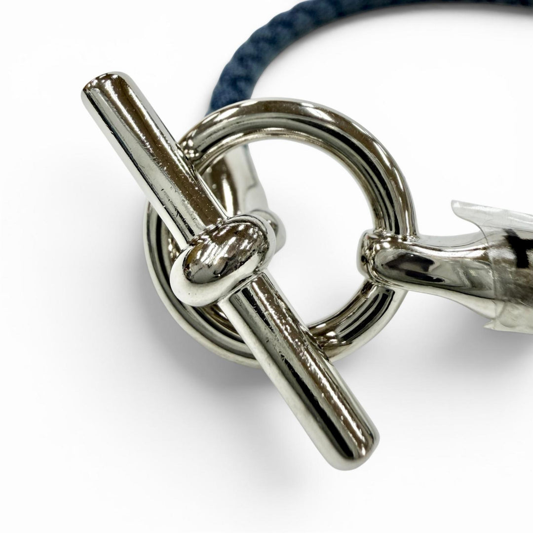 Excellent HERMES bracelet Grenan Clasp Canvas blue Women