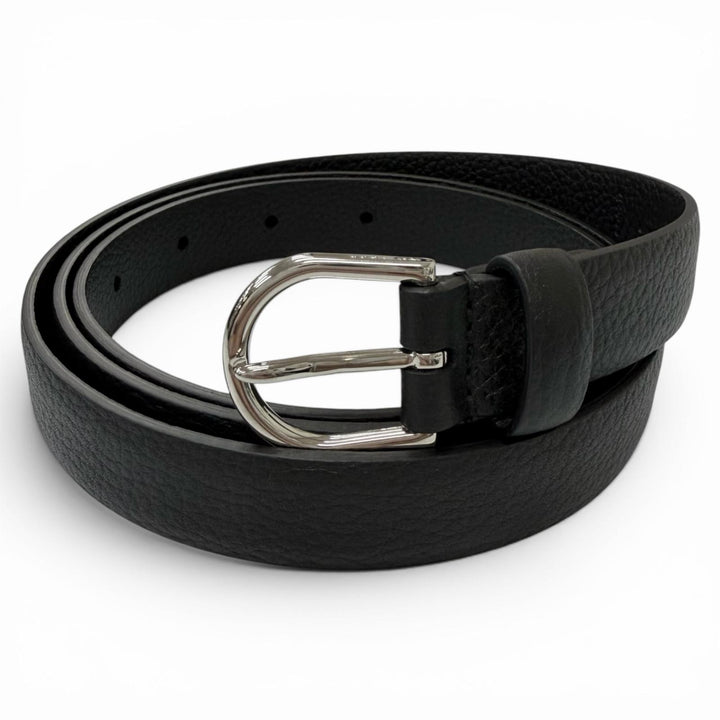 Pristine Dunhill belt Silver pin buckle black leather mens CO0917