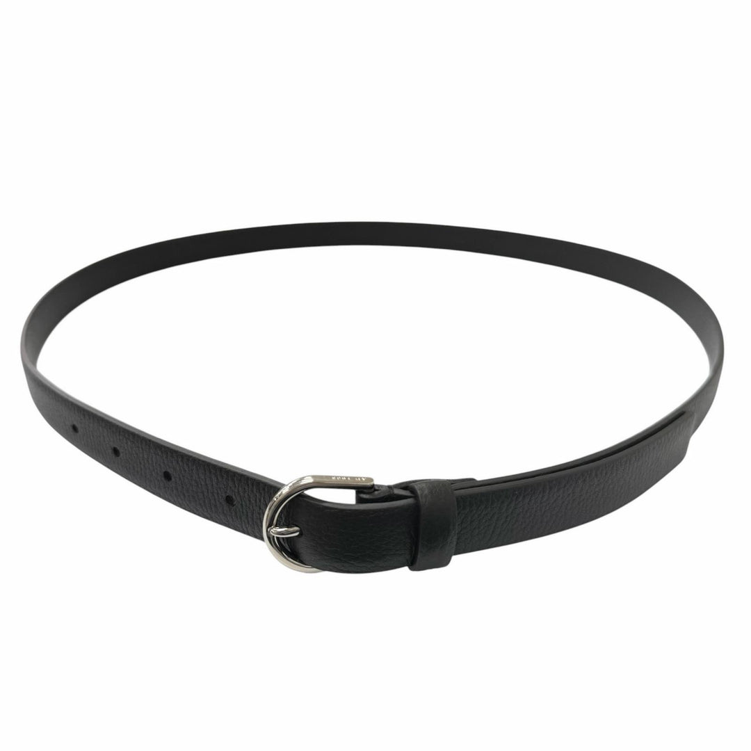 Pristine Dunhill belt Silver pin buckle black leather mens CO0917