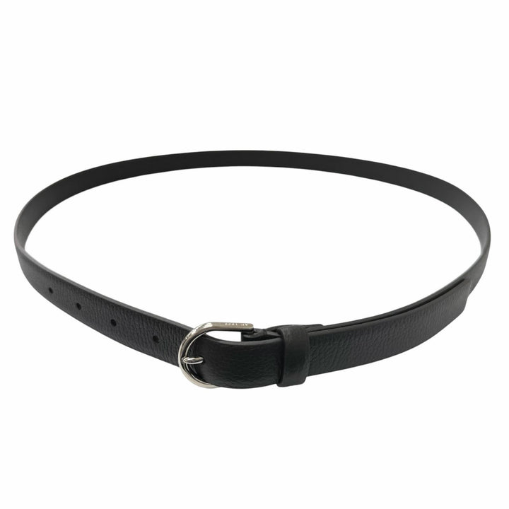 Pristine Dunhill belt Silver pin buckle black leather mens CO0917