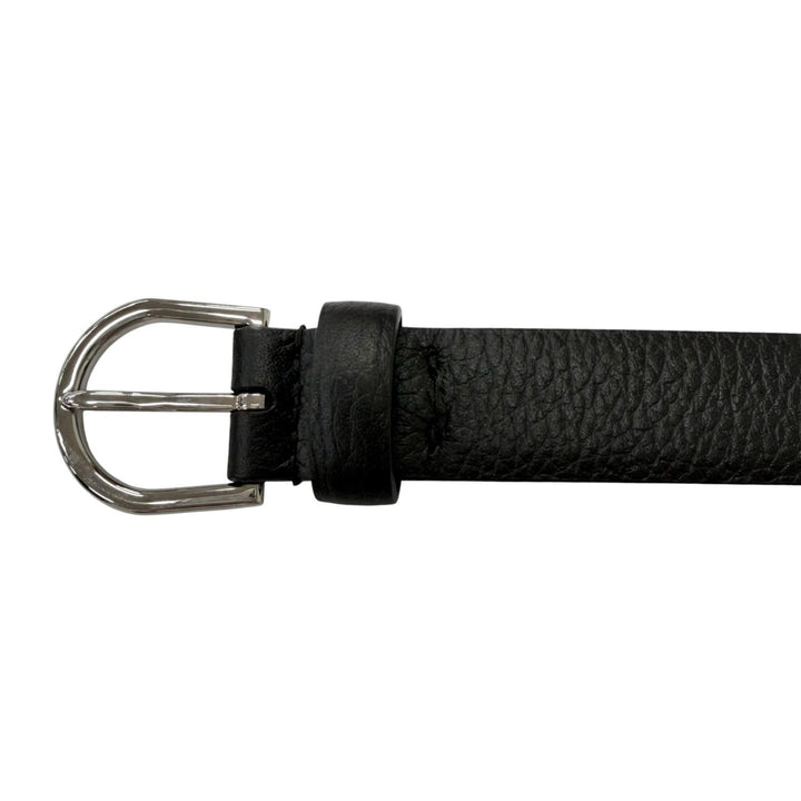 Pristine Dunhill belt Silver pin buckle black leather mens CO0917