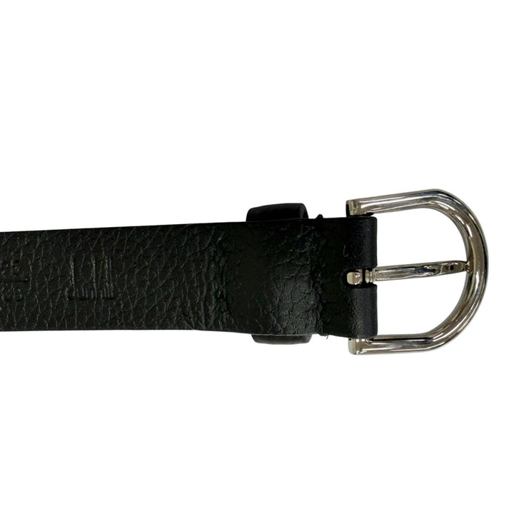 Pristine Dunhill belt Silver pin buckle black leather mens CO0917