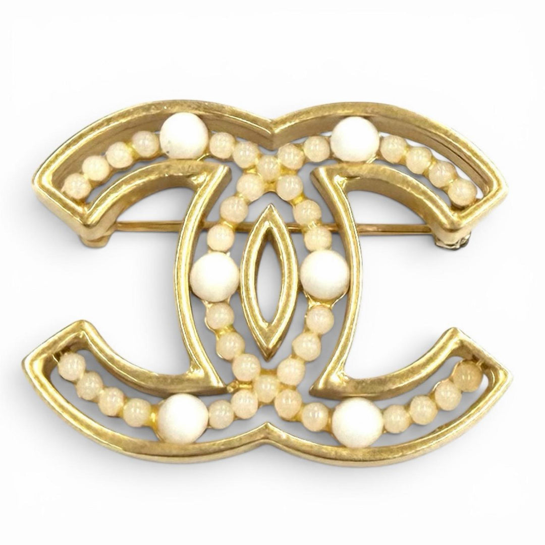 Excellent CHANEL Brooch COCO Mark design gold Women 02A