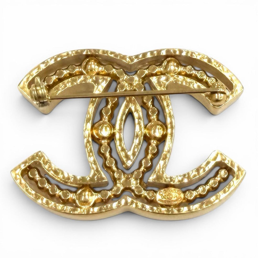 Excellent CHANEL Brooch COCO Mark design gold Women 02A
