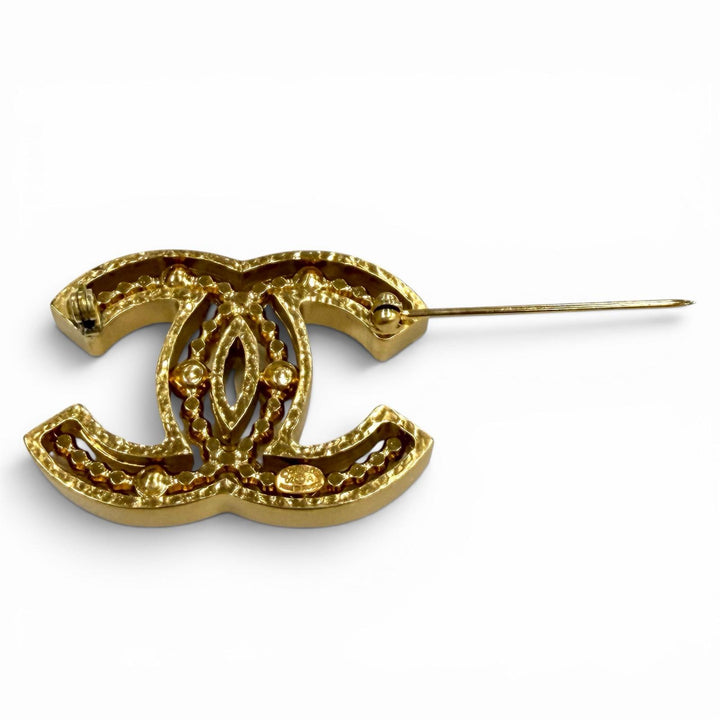 Excellent CHANEL Brooch COCO Mark design gold Women 02A