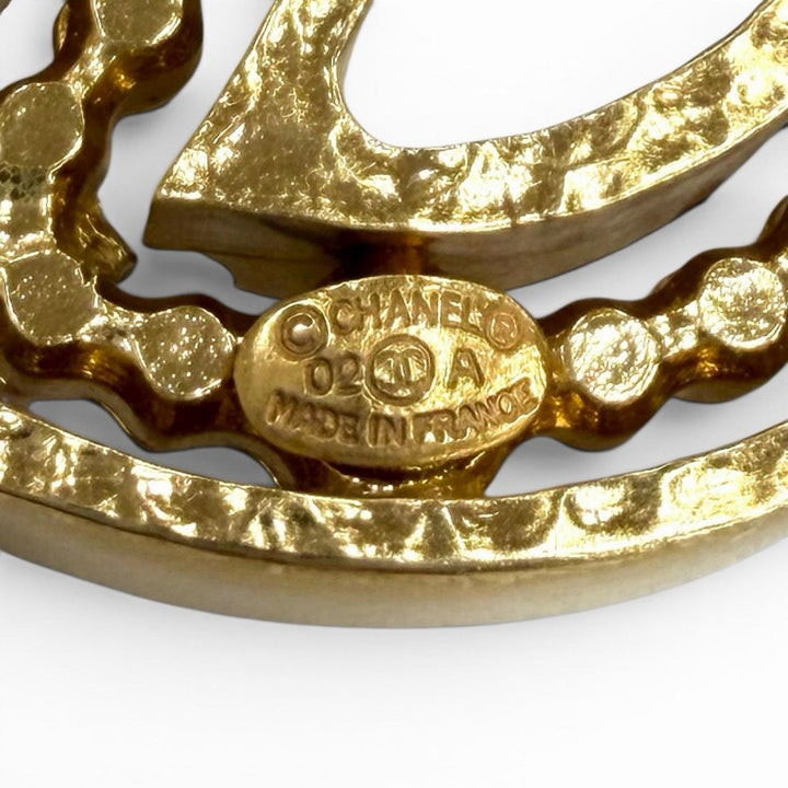 Excellent CHANEL Brooch COCO Mark design gold Women 02A