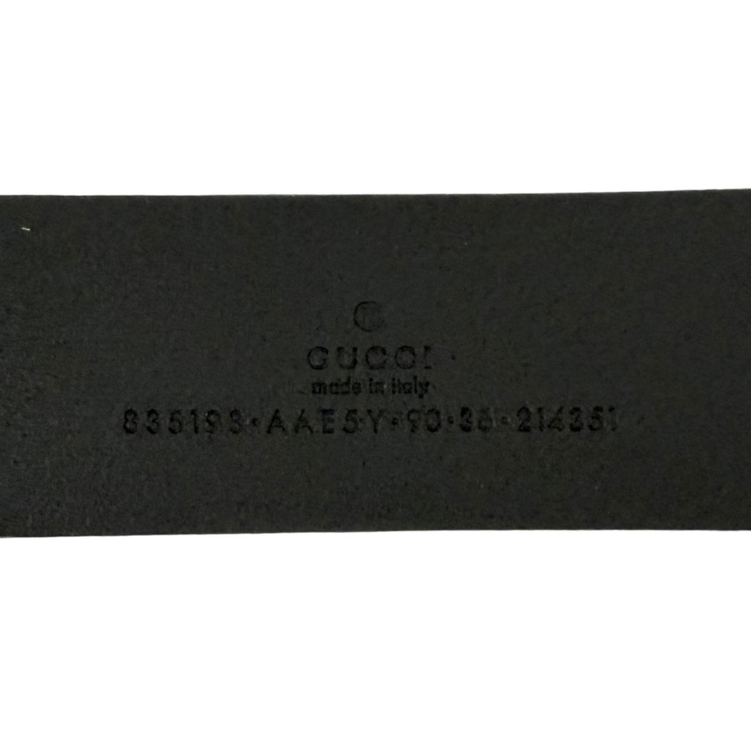 Great GUCCI belt Logo buckle with dark marks finish Silver leather mens 835193