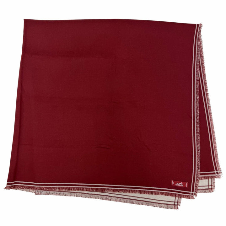 Excellent HERMES scarf Large shawl with fringe Bordeaux cashmere Women