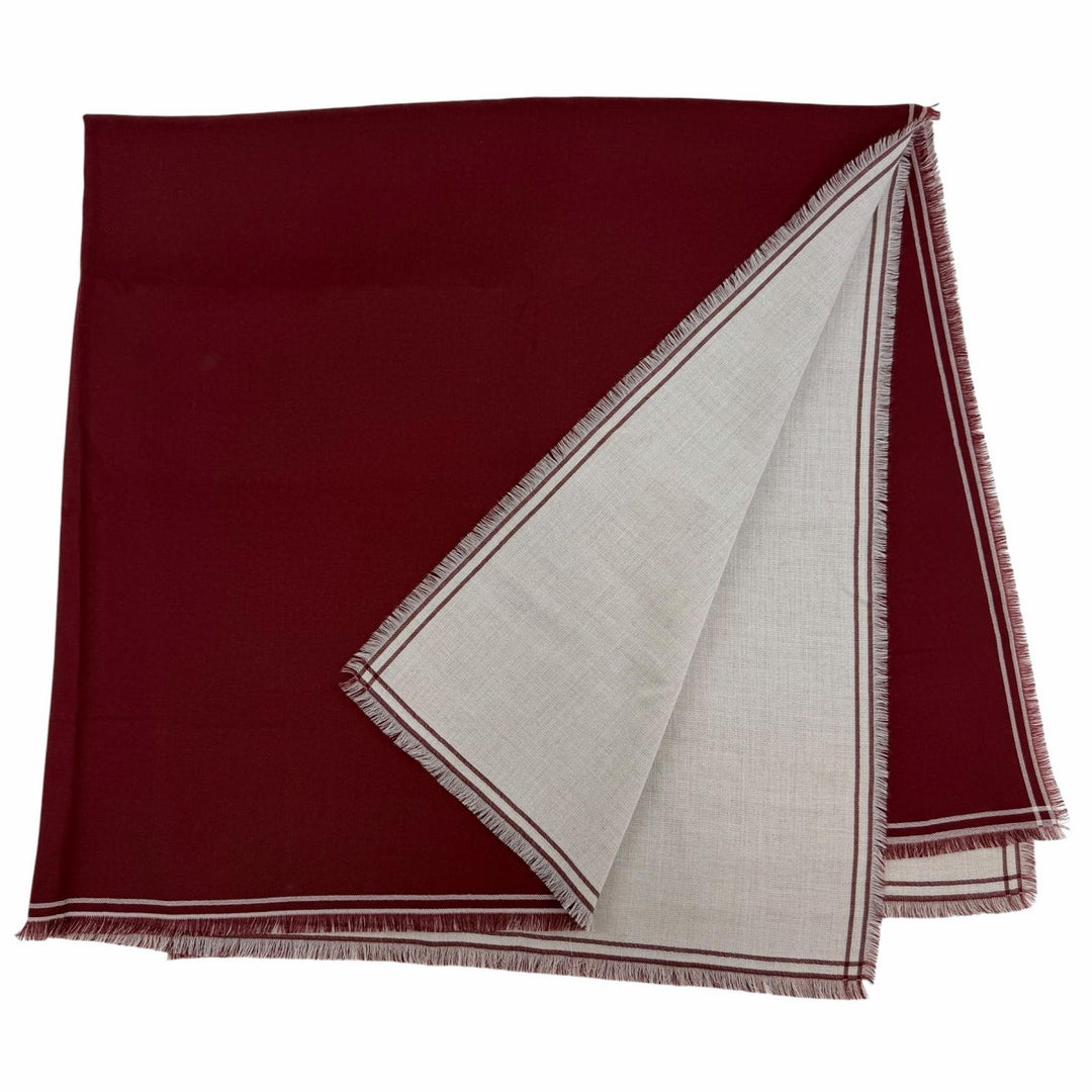Excellent HERMES scarf Large shawl with fringe Bordeaux cashmere Women