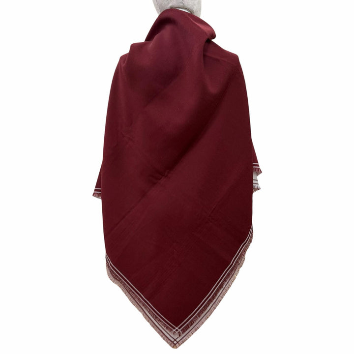 Excellent HERMES scarf Large shawl with fringe Bordeaux cashmere Women