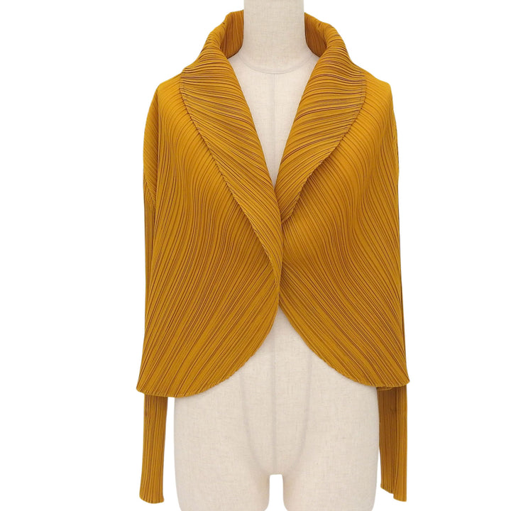 Excellent PLEATS PLEASE cardigan Long sleeve Brown polyester Women 4 PP23-JO164
