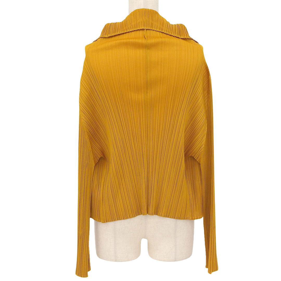 Excellent PLEATS PLEASE cardigan Long sleeve Brown polyester Women 4 PP23-JO164