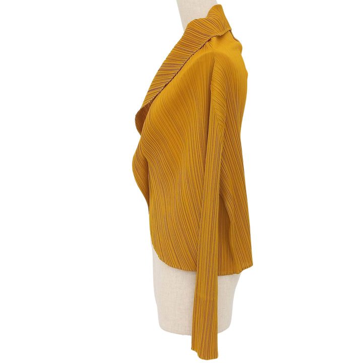 Excellent PLEATS PLEASE cardigan Long sleeve Brown polyester Women 4 PP23-JO164