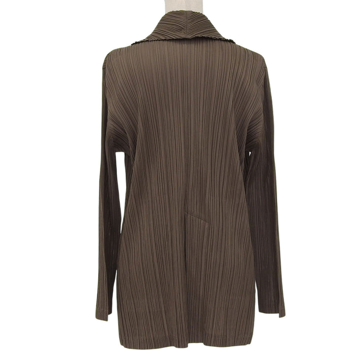Excellent PLEATS PLEASE Jacket cardigan Khaki polyester Women 2 PP51-JA451